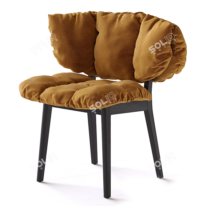 Luxurious Blue Velvet Armchair 3D model image 5