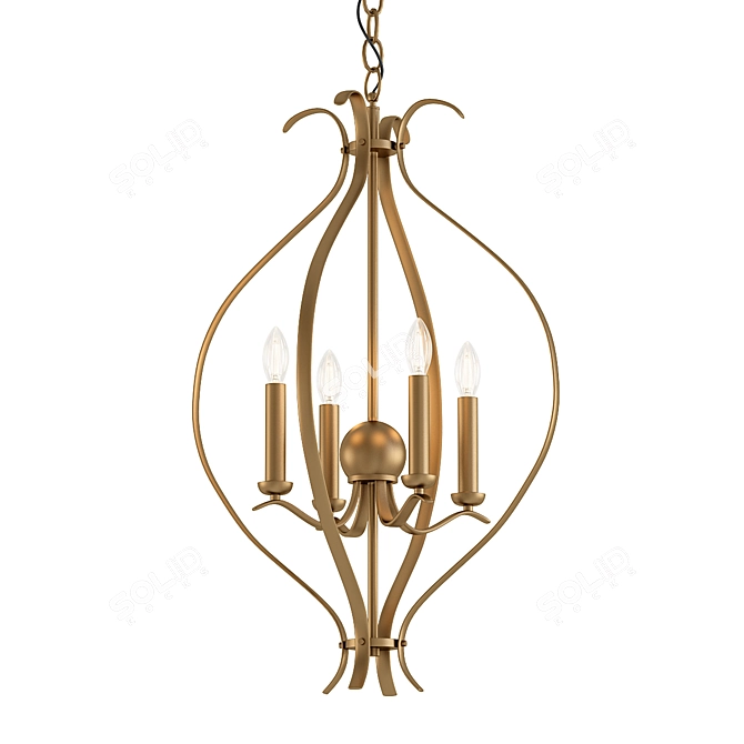 Elegant Evelyn Natural Brass Pendant 3D model image 1