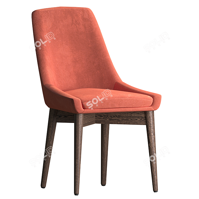 Designer Miami Chair - Oak Legs & Fabric Upholstery 3D model image 4