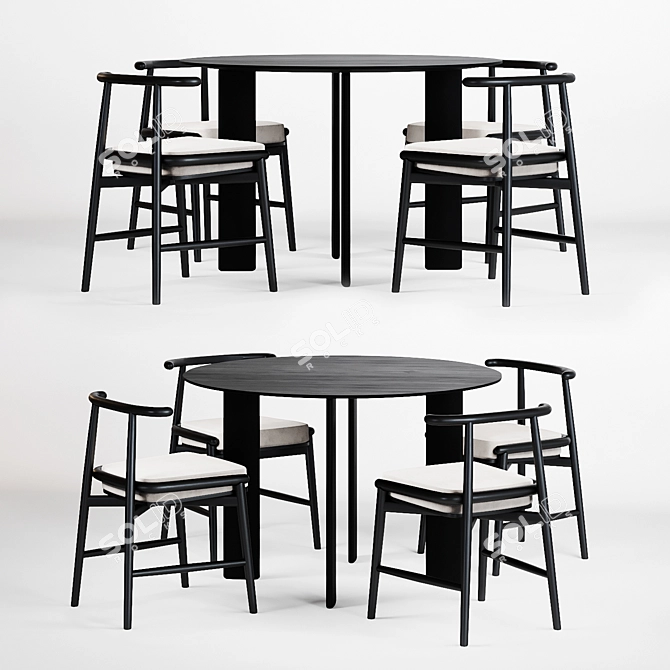 Elegant Emilia and Carlotta Dining Set 3D model image 1