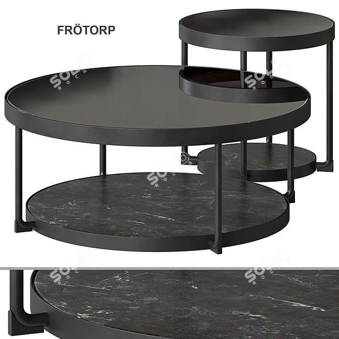 Modern Anthracite Marble Coffee Table 3D model image 1