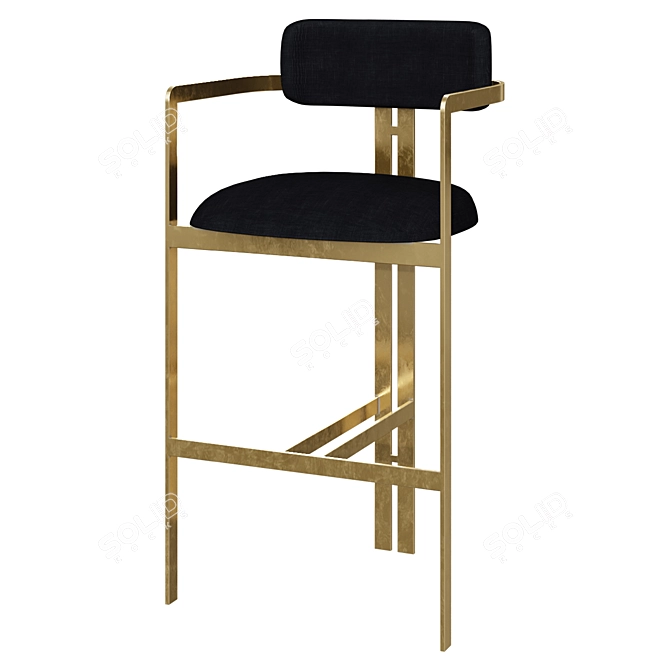 Elegant Brushed Brass Bar Stool 3D model image 1