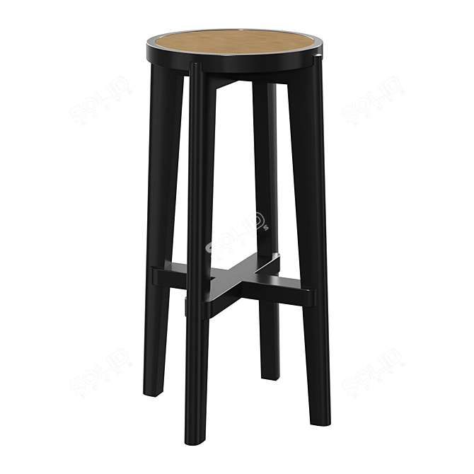 Classic Rattan Cane Bar Stool 3D model image 1