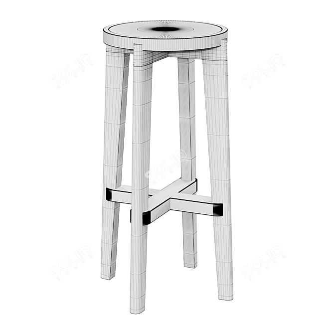 Classic Rattan Cane Bar Stool 3D model image 2