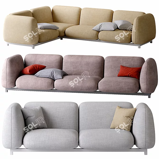 Mellow Collection: Stylish and Comfortable Sofa 3D model image 1