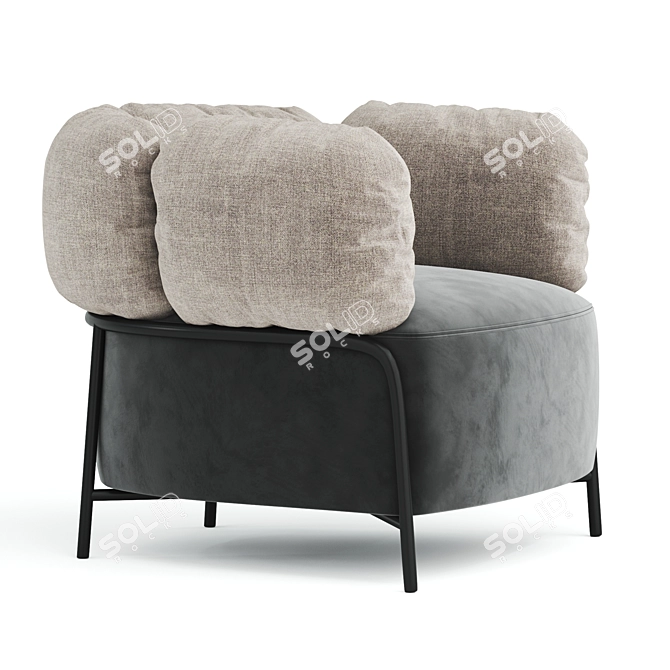 Sleek Leather Armchair: QUADROTTA 3D model image 3