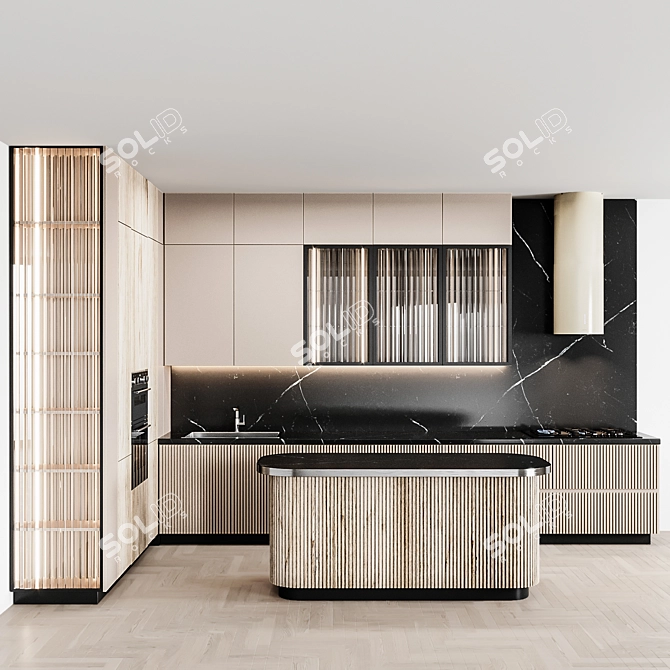 Sleek Italian Kitchen: Modern & Functional 3D model image 1