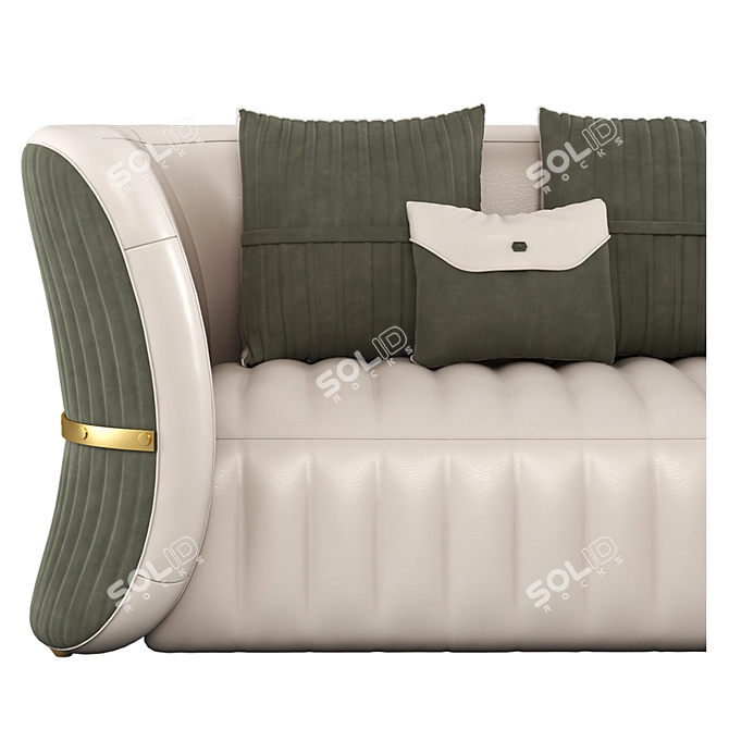 Green Velvet 3-Seater Sofa 3D model image 3