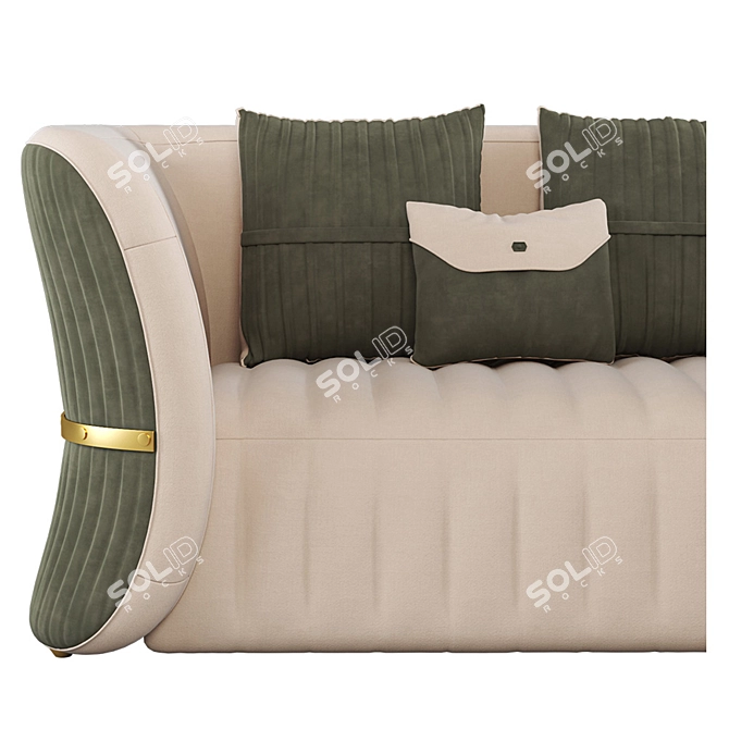 Green Velvet 3-Seater Sofa 3D model image 4