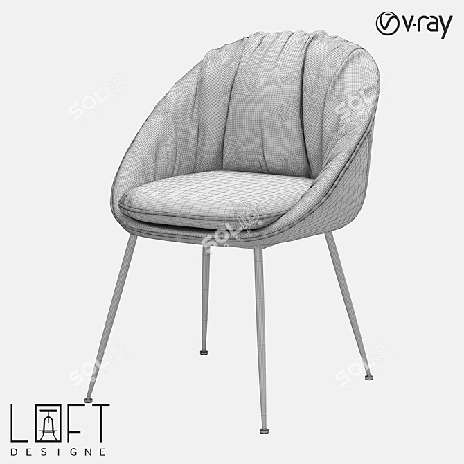 Modern Metal and Fabric Chair 3D model image 2