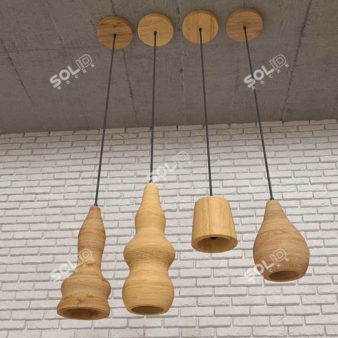 Wooden Pendant Lamp 3D model image 1