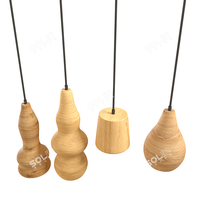 Wooden Pendant Lamp 3D model image 5