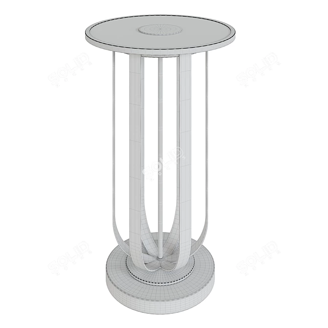 Elegant Gold Metal Glass Accent Table 3D model image 3