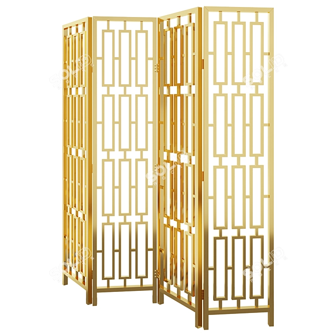 Eichholtz Gold Folding Screen: Elegant Privacy Solution 3D model image 1