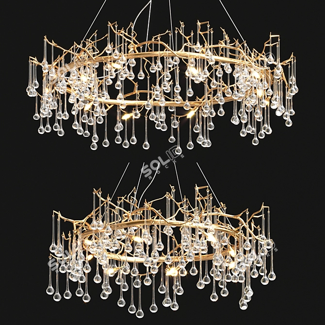 Elegant Crystal Drop Chandelier 3D model image 1