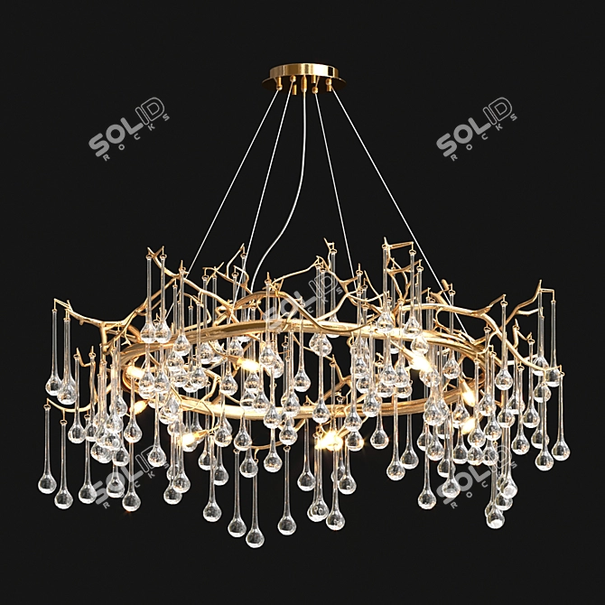 Elegant Crystal Drop Chandelier 3D model image 3