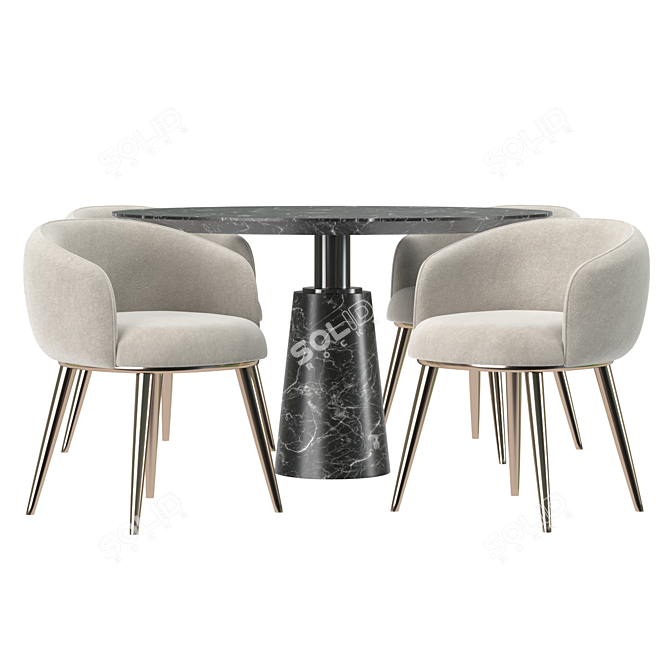 Elegant Genova Dining Set 3D model image 2