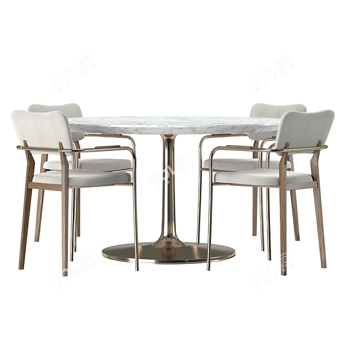 Elegant Klee Grey Boucle Dining Set 3D model image 3