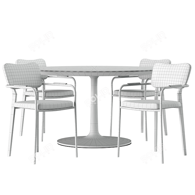 Elegant Klee Grey Boucle Dining Set 3D model image 4