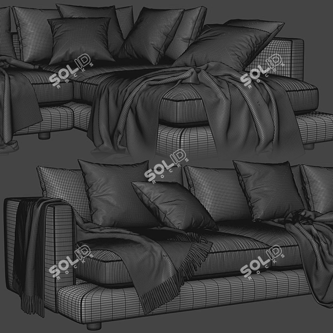Flexform Long Island Chaise: Modern Longue Sofa 3D model image 5