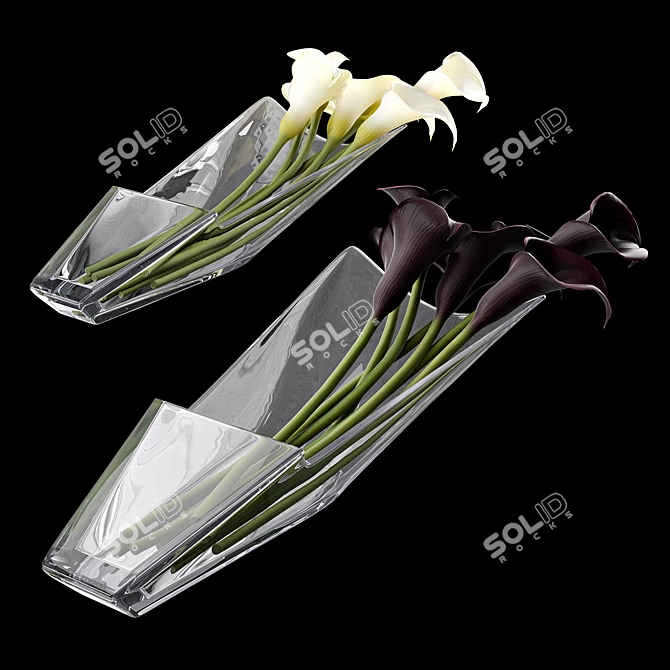 Elegant Baccarat Calla Vases 3D model image 2