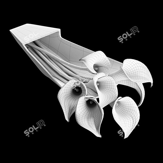 Elegant Baccarat Calla Vases 3D model image 5