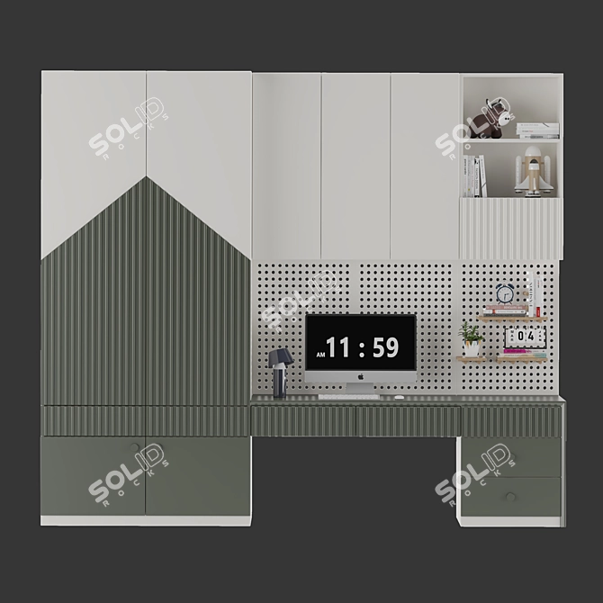 Spacious Kids Wardrobe - 3000mm Width 3D model image 1