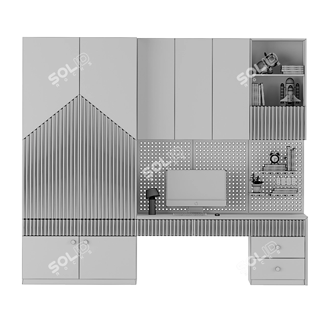 Spacious Kids Wardrobe - 3000mm Width 3D model image 3