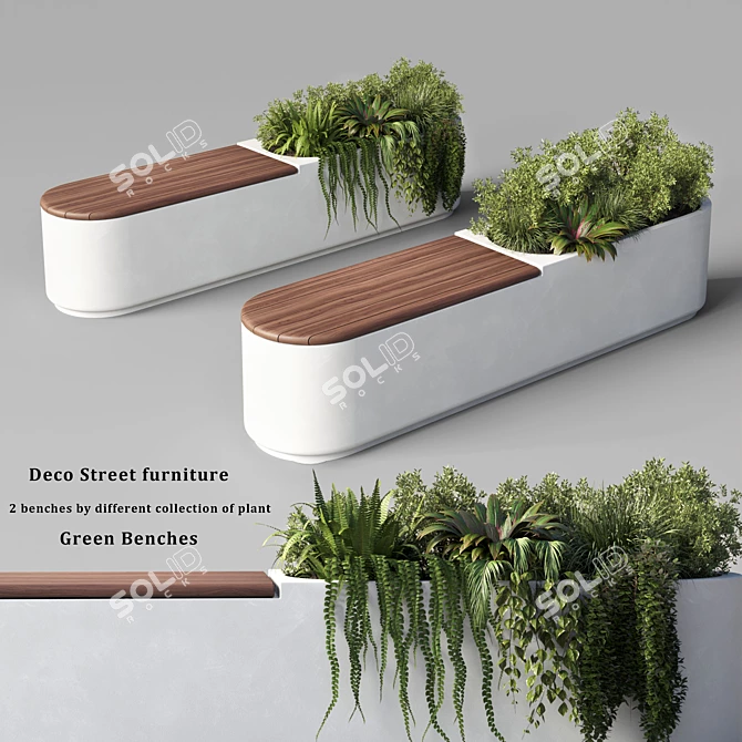 Green Oasis Bench: Deco Street Furniture 3D model image 1