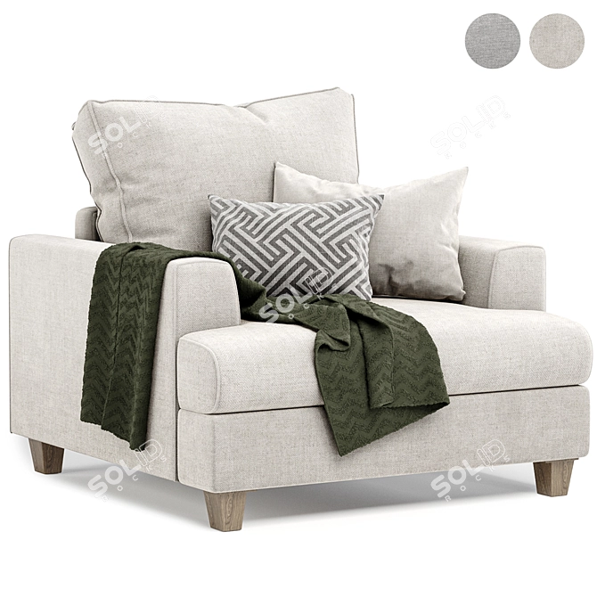 Elegant Hamilton Armchair 3D model image 1