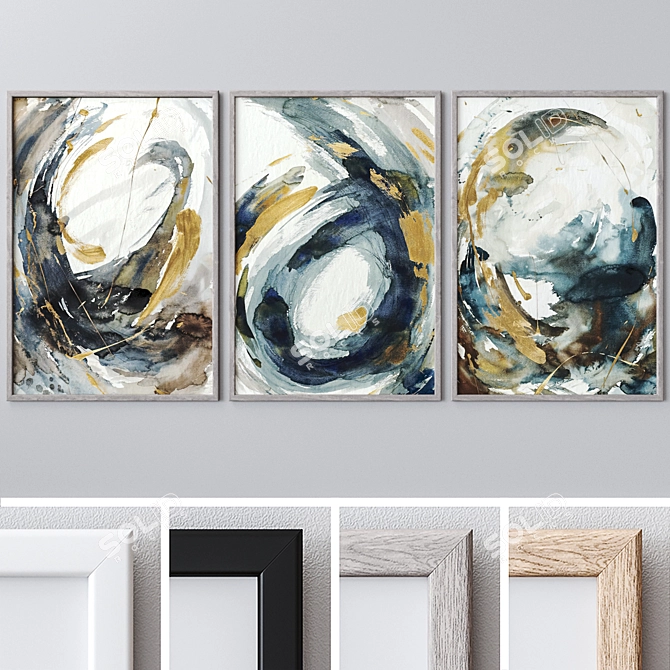 Aquarelle Textured Large Wall Paintings 3D model image 1