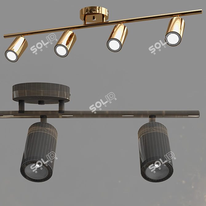 Gold Rotatable LED Ceiling Light 3D model image 2