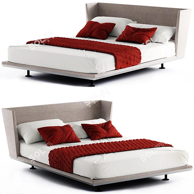 NOONU Bed: A Perfect Blend of Style and Comfort 3D model image 1