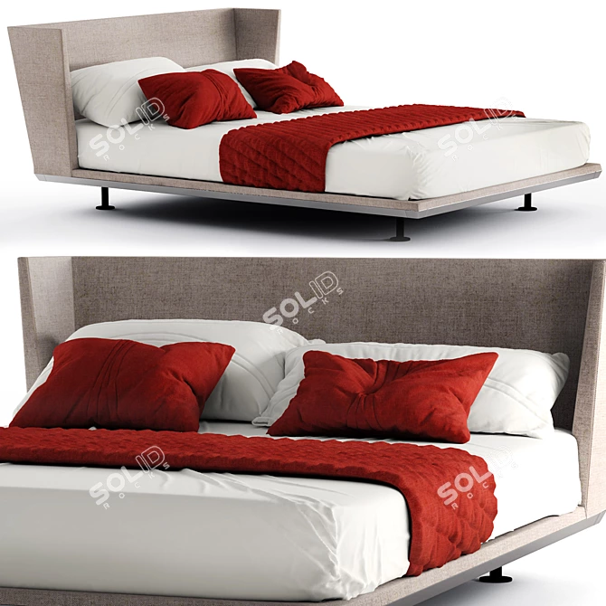 NOONU Bed: A Perfect Blend of Style and Comfort 3D model image 2