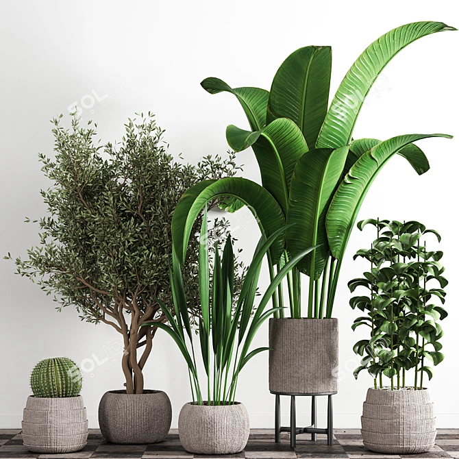 Sleek Indoor Plant Stand 3D model image 2