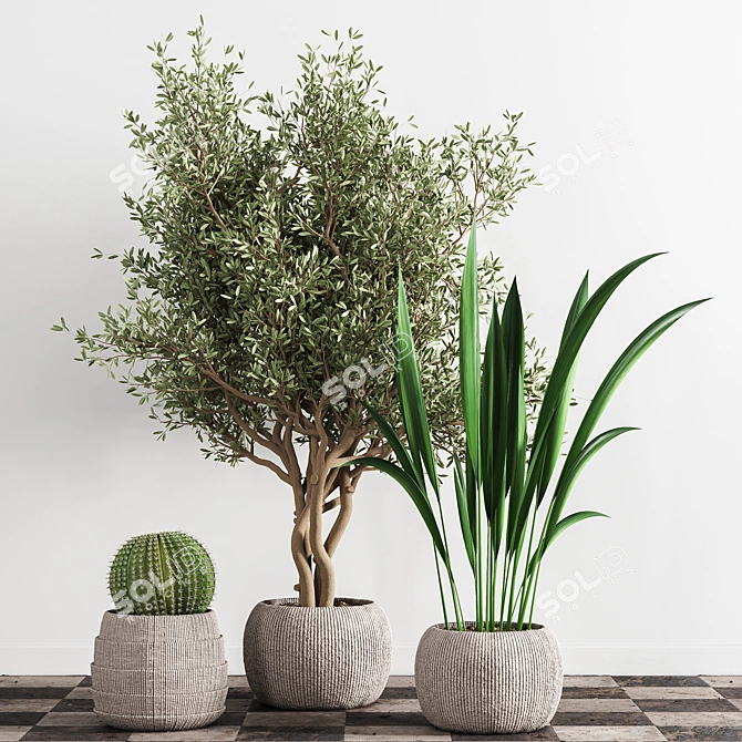 Sleek Indoor Plant Stand 3D model image 5