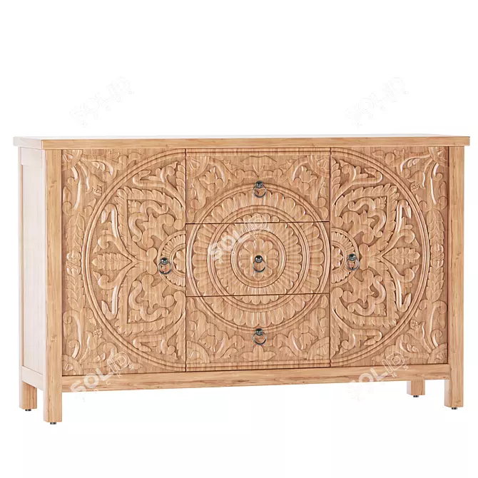 Modern Oak Sideboard LC 057 3D model image 1