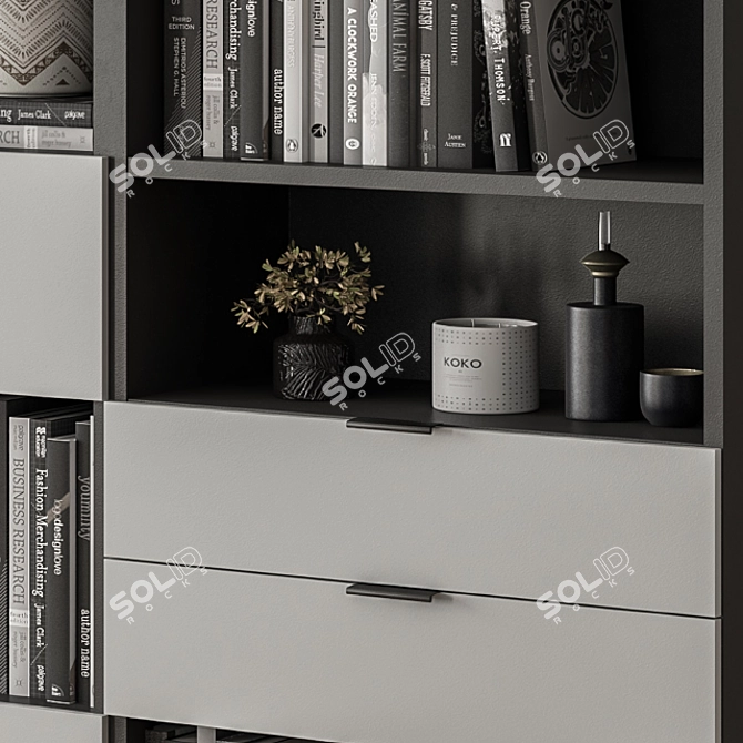 Sleek Black and Gray Display Cabinet 3D model image 3