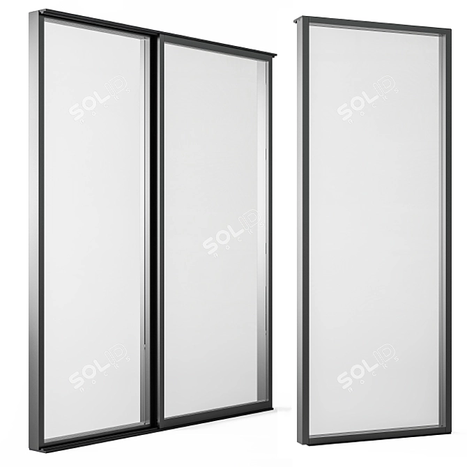 Sleek Black Metal Sliding Window 3D model image 2