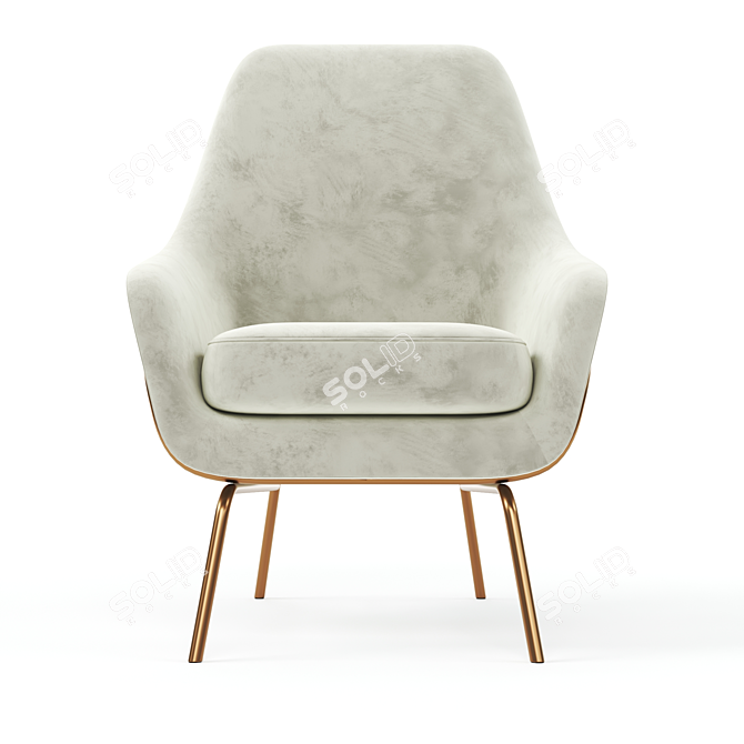 Coco Velvet Lounge Chair: Elegant & Comfortable Seating 3D model image 2