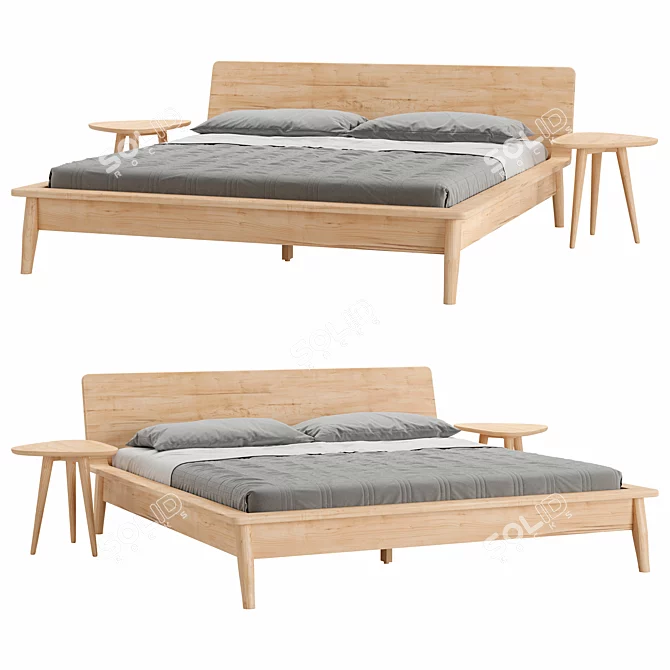 Elegant AETAS Bed, Impeccable Design 3D model image 1