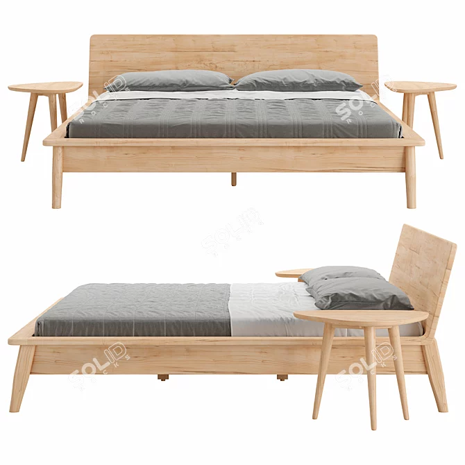 Elegant AETAS Bed, Impeccable Design 3D model image 2