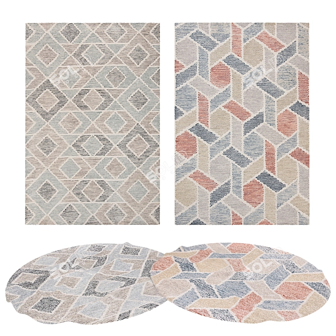 Versatile Set of 3D Rugs 3D model image 1