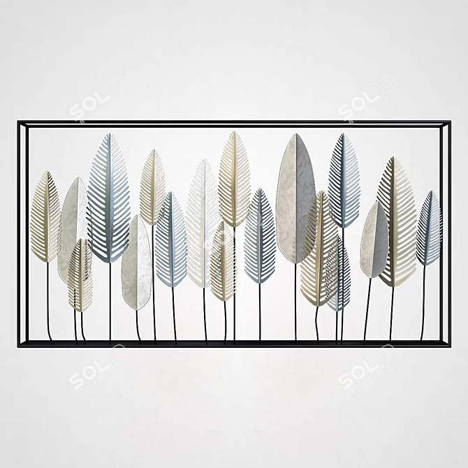 Elegant Leaf Wall Decor 3D model image 2