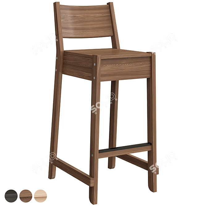 Norråker Bar Chair: Stylish Birch Stool 3D model image 2