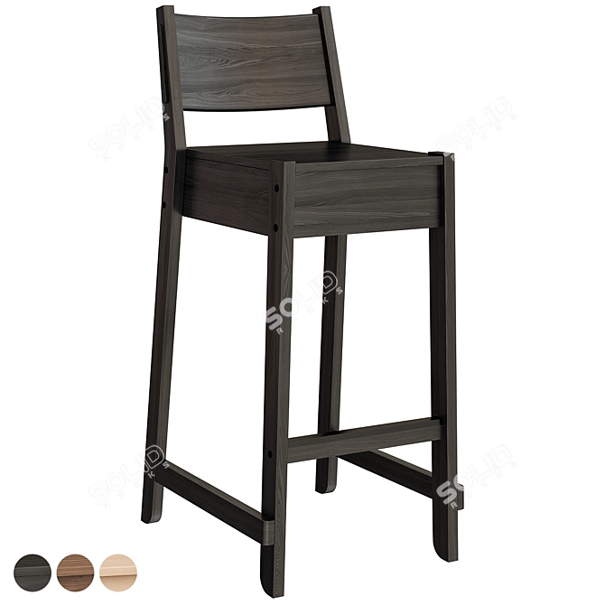 Norråker Bar Chair: Stylish Birch Stool 3D model image 3