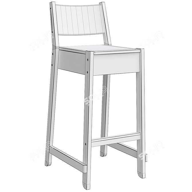 Norråker Bar Chair: Stylish Birch Stool 3D model image 5