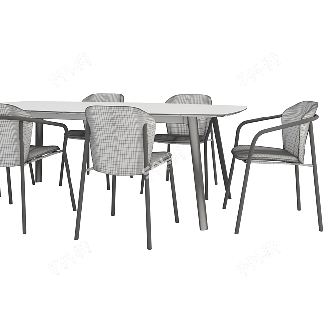 Elegant Finn Chairs & Squid Table 3D model image 3