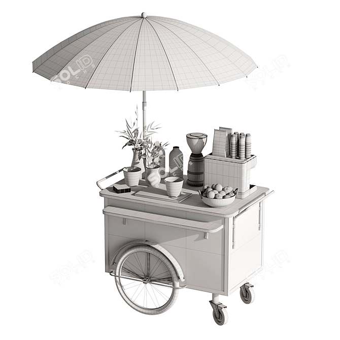 Compact Coffee Cart with Wheels 3D model image 5