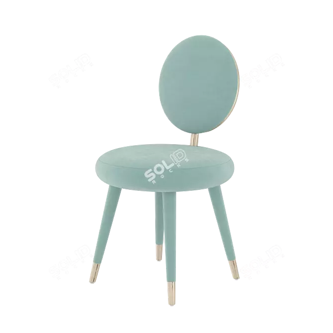 Elegant Sea Blue Velvet Dining Chair 3D model image 4